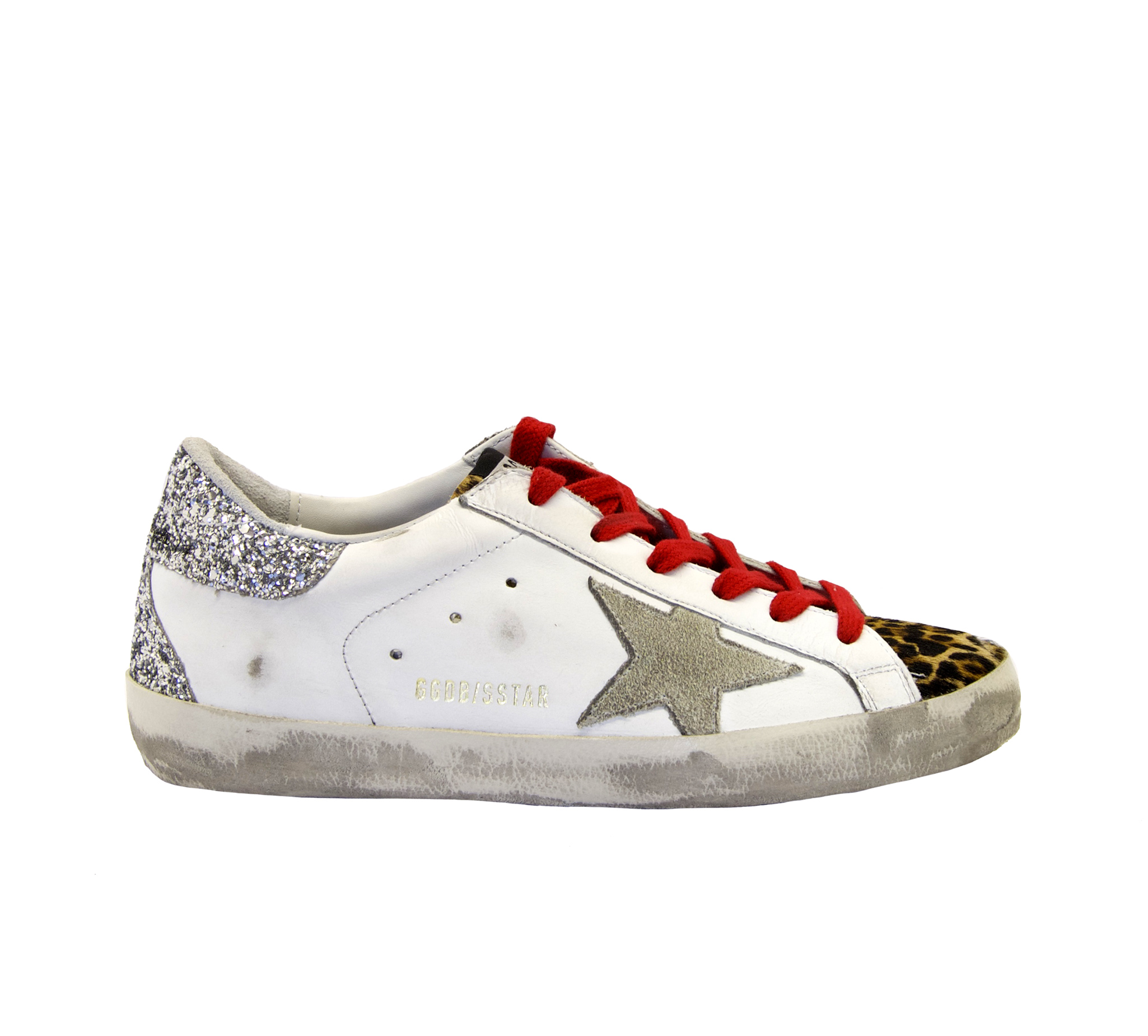 Golden goose - Sneakers superstar bianco argento maculato - Mary Claud