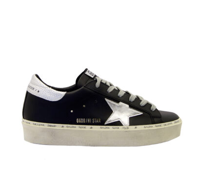 GOLDEN GOOSE DONNA Donna SNEAKERS HI STAR BLACK SILVER 36, 37-2, 38-2, 39-2, 40, 41-2 immagine n. 1/4