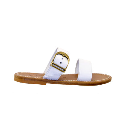 k.jacques DONNA SANDALO BASSO CIABATTA PELLE BIANCO FIBBIA 36, 37-2, 38-2, 39-2, 40, 41-2 immagine n. 1/4