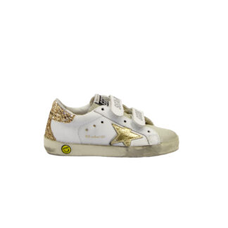 GOLDEN GOOSE UNISEX Bambino SNEAKERS OLD SCHOOL BIANCO ORO 28, 29, 30, 31, 32, 33, 34-2, 35 immagine n. 1/4