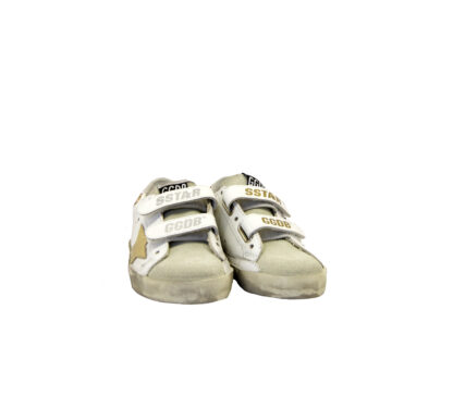 GOLDEN GOOSE UNISEX Bambino SNEAKERS OLD SCHOOL BIANCO ORO 28, 29, 30, 31, 32, 33, 34-2, 35 immagine n. 2/4