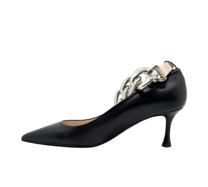 N° 21 DONNA Mocassino PUMP NERO CATENA 36, 37-2, 37, 39-2, 40 immagine n. 3/4