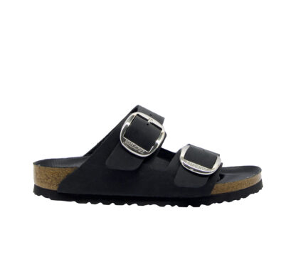 BIRKENSTOCK UNISEX CIABATTA ANATOMICA ARIZONA PELLE NERO FIBBIE ARGENTO 37-2, 38-2, 39-2, 40, 35, 36, 41-2 immagine n. 1/4