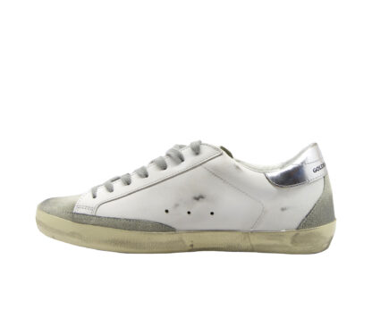 GOLDEN GOOSE UOMO CALZATURE SNEAKERS SUPERSTAR BIANCO ARGENTO 39-2, 40, 41-2, 42, 43-2, 44-2, 45-2, 46-2 immagine n. 3/4