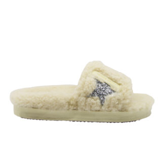 GOLDEN GOOSE DONNA CIABATTA ANATOMICA POOLSTAR SHEARLING BEIGE SILVER 37-2, 38-2, 39-2, 40, 41-2 immagine n. 1/4