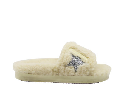 GOLDEN GOOSE DONNA CIABATTA ANATOMICA POOLSTAR SHEARLING BEIGE SILVER 37-2, 38-2, 39-2, 40, 41-2 immagine n. 1/4