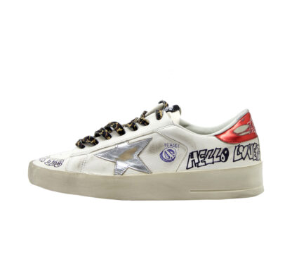 GOLDEN GOOSE UOMO CALZATURE SNEAKERS STARDAN BIANCO SCRITTE 40, 41-2, 42, 43-2, 44-2, 45-2 immagine n. 3/4