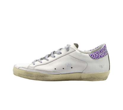 GOLDEN GOOSE DONNA Donna SNEAKERS SUPERSTAR BIANCO VIOLA SCRITTA 36, 37-2, 38-2, 39-2, 40, 41-2 immagine n. 3/4