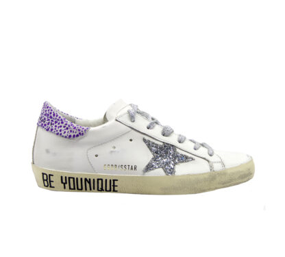 GOLDEN GOOSE DONNA Donna SNEAKERS SUPERSTAR BIANCO VIOLA SCRITTA 36, 37-2, 38-2, 39-2, 40, 41-2 immagine n. 1/4