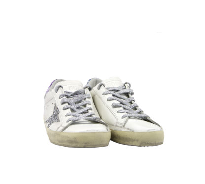 GOLDEN GOOSE DONNA Donna SNEAKERS SUPERSTAR BIANCO VIOLA SCRITTA 36, 37-2, 38-2, 39-2, 40, 41-2 immagine n. 2/4