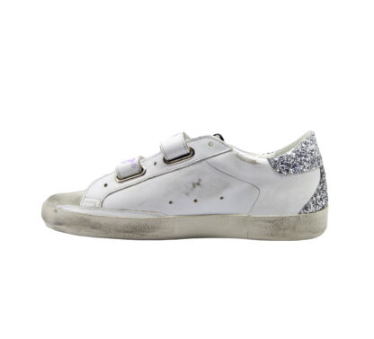 GOLDEN GOOSE DONNA Donna SNEAKERS OLD SCHOOL BIANCO ARGENTO 36, 37-2, 38-2, 39-2, 40, 41-2 immagine n. 3/4