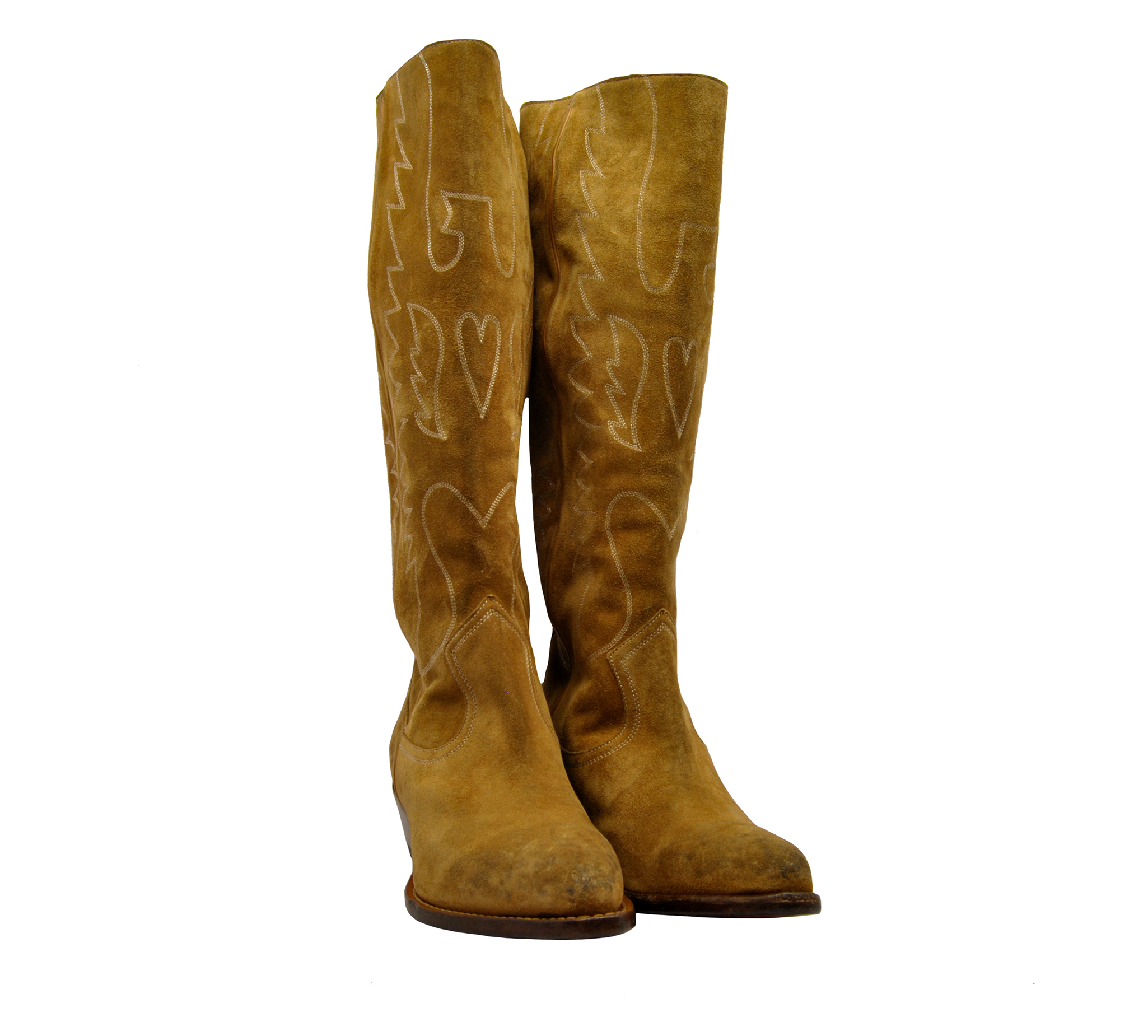 Buttero - Stivale texano camoscio cuoio - Mary Claud