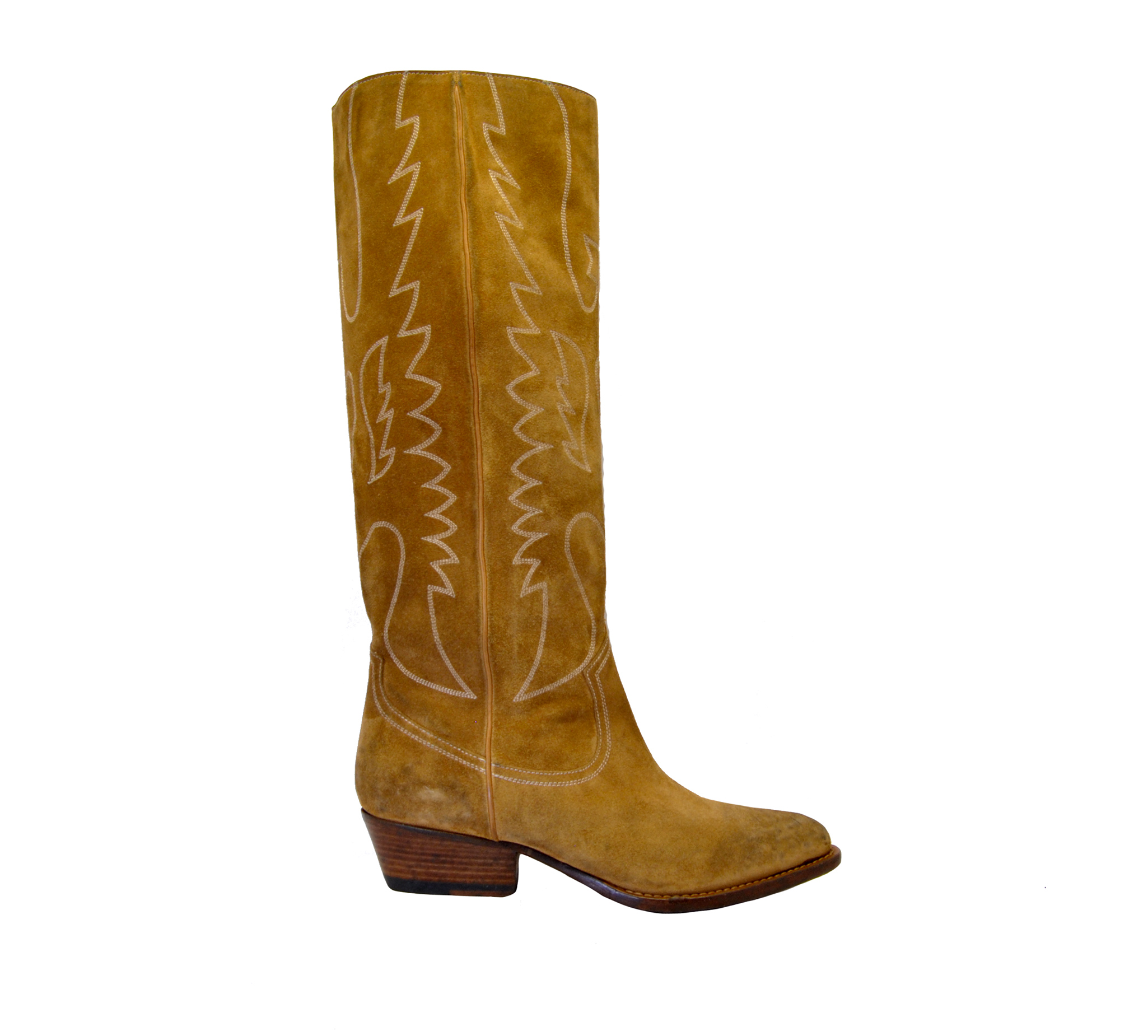 Buttero - Stivale texano camoscio cuoio - Mary Claud