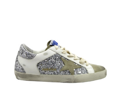 GOLDEN GOOSE DONNA Donna SNEAKERS SUPERSTAR GLITTER ARGENTO 36, 37-2, 38-2, 39-2, 40 immagine n. 1/4