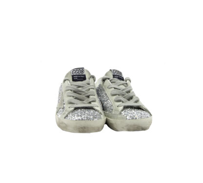 GOLDEN GOOSE UNISEX Bambino SNEAKERS SUPERSTAR GLITTER ARGENTO 28, 29, 31, 32, 33, 34-2, 35 immagine n. 2/4