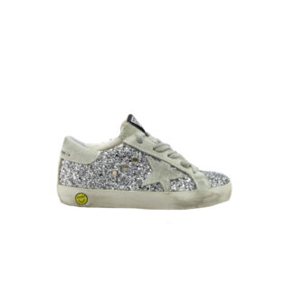 GOLDEN GOOSE UNISEX Bambino SNEAKERS SUPERSTAR GLITTER ARGENTO 24, 25, 26, 27 immagine n. 1/4