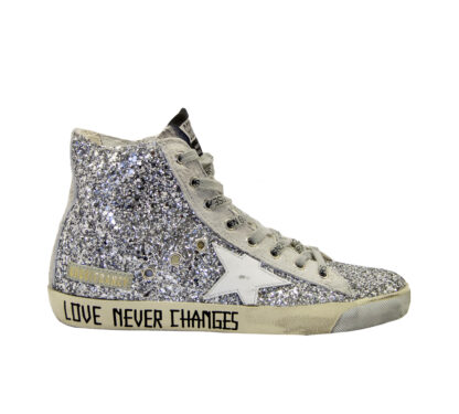 GOLDEN GOOSE DONNA Donna SNEAKERS FRANCY GLITTER ARGENTO 34-2, 34, 35, 35-2, 36, 36-2, 37-2, 37, 38-2, 38, 39-2, 39, 4, 40, 40-2, 41-2, 41, 42, 42-2, 43-2, 43, 44-2, 44, 45-2, 46-2 immagine n. 1/4