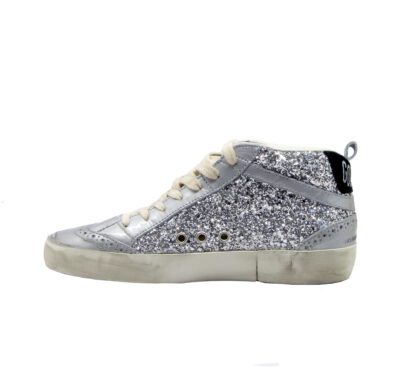 GOLDEN GOOSE DONNA Donna SNEAKERS MID STAR GLITTER ARGENTO 36, 37-2, 38-2, 39-2, 40, 41-2 immagine n. 3/4