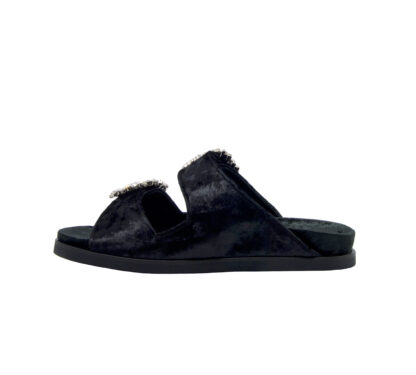  DONNA CIABATTA ANATOMICA CIABATTA 2 FASCE VELLUTO NERO 36, 37-2, 38-2, 39-2, 40, 41-2 immagine n. 3/4