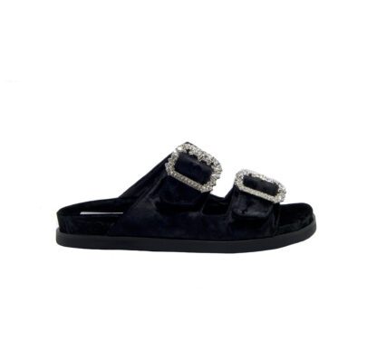  DONNA CIABATTA ANATOMICA CIABATTA 2 FASCE VELLUTO NERO 36, 37-2, 38-2, 39-2, 40, 41-2 immagine n. 1/4
