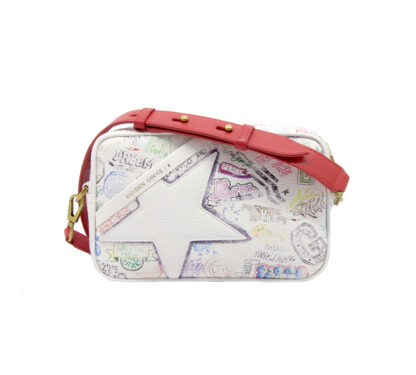 GOLDEN GOOSE DONNA Borsa STAR BAG BIANCO SCRITTE MULTI un immagine n. 1/3