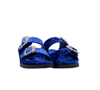  DONNA CIABATTA ANATOMICA CIABATTA 2 FASCE VELLUTO BLU ELETTRICO 36, 37-2, 38-2, 39-2, 40, 41-2 immagine n. 2/4