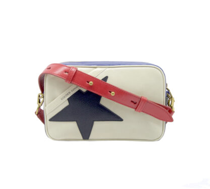 GOLDEN GOOSE DONNA Borsa STAR BAG PELLE PANNA BLU ROSSO un immagine n. 1/3