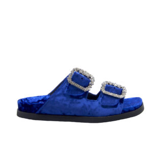 EMANUELA CARUSO DONNA CIABATTA ANATOMICA CIABATTA 2 FASCE VELLUTO BLU ELETTRICO 36, 37-2, 38-2, 39-2, 40, 41-2 immagine n. 1/4