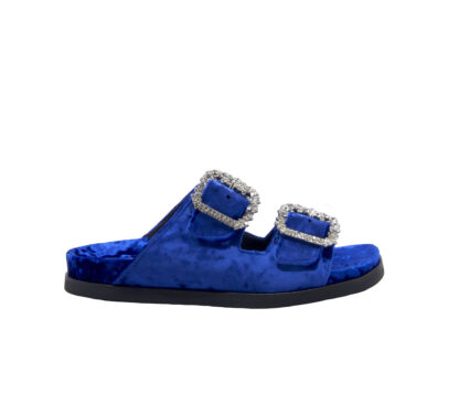  DONNA CIABATTA ANATOMICA CIABATTA 2 FASCE VELLUTO BLU ELETTRICO 36, 37-2, 38-2, 39-2, 40, 41-2 immagine n. 1/4