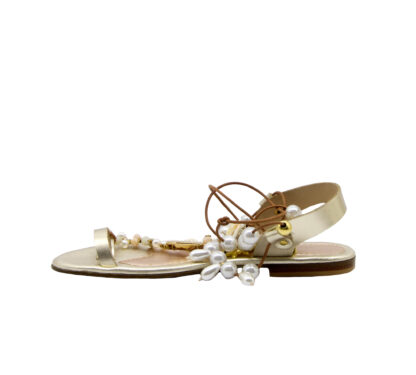  DONNA Donna SANDALO INFRADITO PLATINO PERLE 37-2, 38-2, 39-2, 40, 41-2 immagine n. 3/4