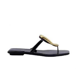 JEFFREY CAMPBELL DONNA Donna CIABATTA INFRADITO VERNICE NERO ORO 36, 37-2, 38-2, 39-2, 40, 41-2 immagine n. 1/4