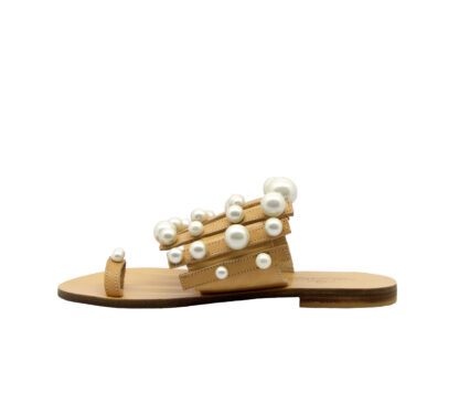  DONNA Ciabatta INFRADITO PELLE CUOIO PERLE 37-2, 38-2, 39-2, 40, 41-2 immagine n. 3/4