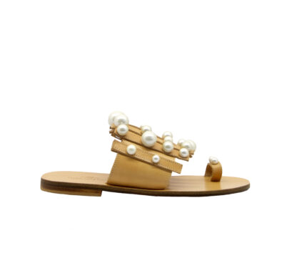  DONNA Ciabatta INFRADITO PELLE CUOIO PERLE 37-2, 38-2, 39-2, 40, 41-2 immagine n. 1/4