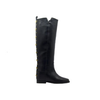 VIA ROMA 15 DONNA Donna STIVALE PELLE NERO BORCHIE ORO 36, 37-2, 37, 38-2, 38, 39-2, 40 immagine n. 1/4