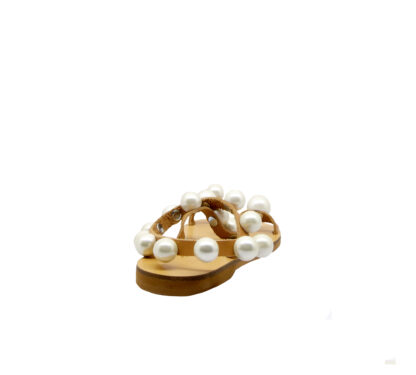  DONNA Ciabatta SANDALO PELLE CUOIO PERLE 37, 39-2, 41-2 immagine n. 4/4