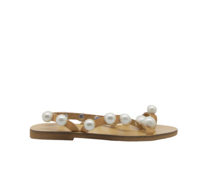  DONNA Ciabatta SANDALO PELLE CUOIO PERLE 37, 39-2, 41-2 immagine n. 1/4