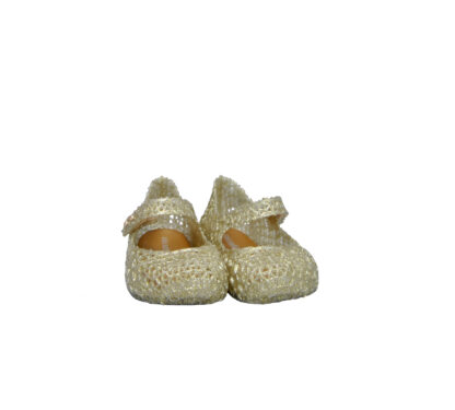  UNISEX Ballerina BEBE' IN GOMMA INTRECCIATA GLITTER ORO 26, 27, 28, 29 immagine n. 2/4