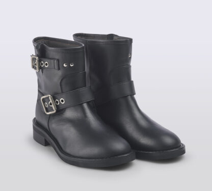 VIA ROMA 15 DONNA BIKERS BIKER CORTO PELLE NERO FIBBIE 36, 37-2, 37, 38, 39-2, 40, 41-2, 38-2 immagine n. 3/5