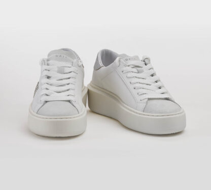 D.A.T.E DONNA Donna SNEAKERS PELLE BIANCO GLITTER ARGENTO 36, 38-2, 39-2, 40, 41-2 immagine n. 2/4
