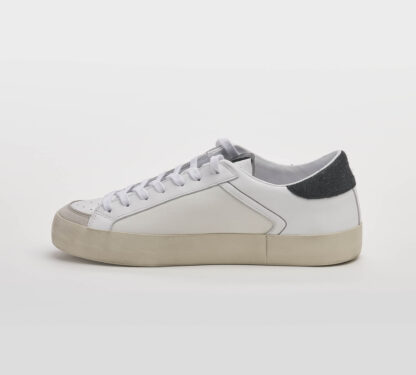 D.A.T.E UOMO CALZATURE SNEAKERS PELLE BIANCO NERO 40, 41-2, 42, 43-2, 44-2, 45-2 immagine n. 2/5