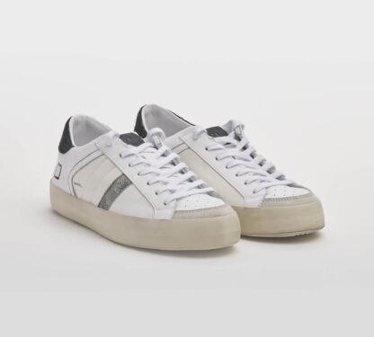 D.A.T.E UOMO CALZATURE SNEAKERS PELLE BIANCO NERO 40, 41-2, 42, 43-2, 44-2, 45-2 immagine n. 3/5