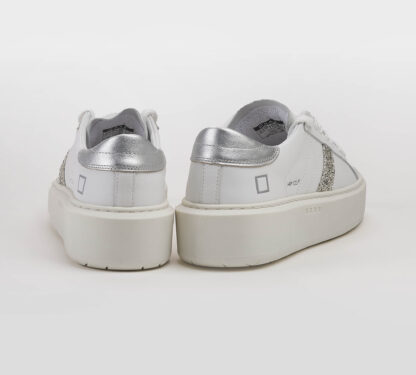 D.A.T.E DONNA Donna SNEAKERS PELLE BIANCO GLITTER ARGENTO 36, 38-2, 39-2, 40, 41-2 immagine n. 4/4