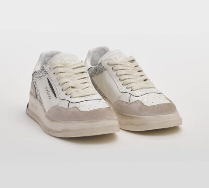 GHOUD DONNA Donna SNEAKERS PELLE BIANCO GLITTER ARGENTO 36, 37-2, 38-2, 39-2, 40, 41-2 immagine n. 3/5