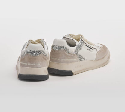 GHOUD DONNA Donna SNEAKERS PELLE BIANCO GLITTER ARGENTO 36, 37-2, 38-2, 39-2, 40, 41-2 immagine n. 4/5