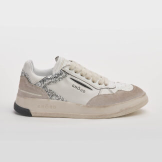 GHOUD DONNA Donna SNEAKERS PELLE BIANCO GLITTER ARGENTO 36, 37-2, 38-2, 39-2, 40, 41-2 immagine n. 1/5