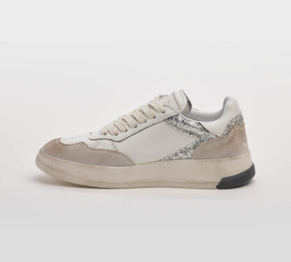 GHOUD DONNA Donna SNEAKERS PELLE BIANCO GLITTER ARGENTO 36, 37-2, 38-2, 39-2, 40, 41-2 immagine n. 2/5