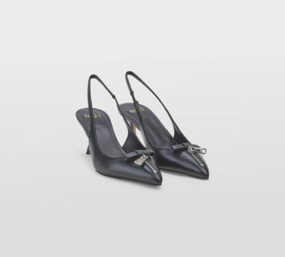 N° 21 DONNA Donna SLINGBACK PELLE NERO ZIP 37-2, 38-2, 38, 40, 41-2 immagine n. 3/5