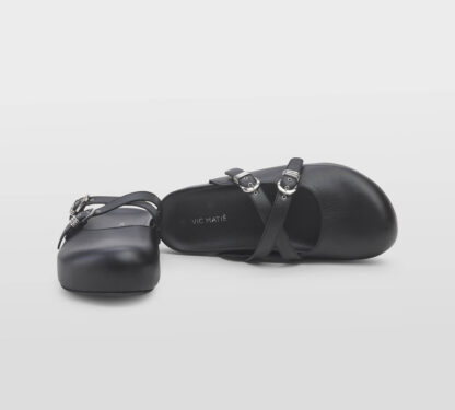 VIC MATIE' DONNA Donna SABOT PELLE NERO FIBBIE 36, 37-2, 38-2, 39-2, 40, 41-2 immagine n. 5/5