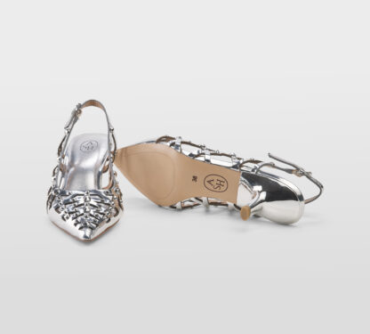ASH DONNA Donna SLINGBACK PELLE ARGENTO BORCHIE 36, 38-2, 39-2, 40, 41-2 immagine n. 5/5