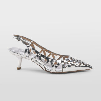 ASH DONNA Donna SLINGBACK PELLE ARGENTO BORCHIE 36, 38-2, 39-2, 40, 41-2 immagine n. 1/5